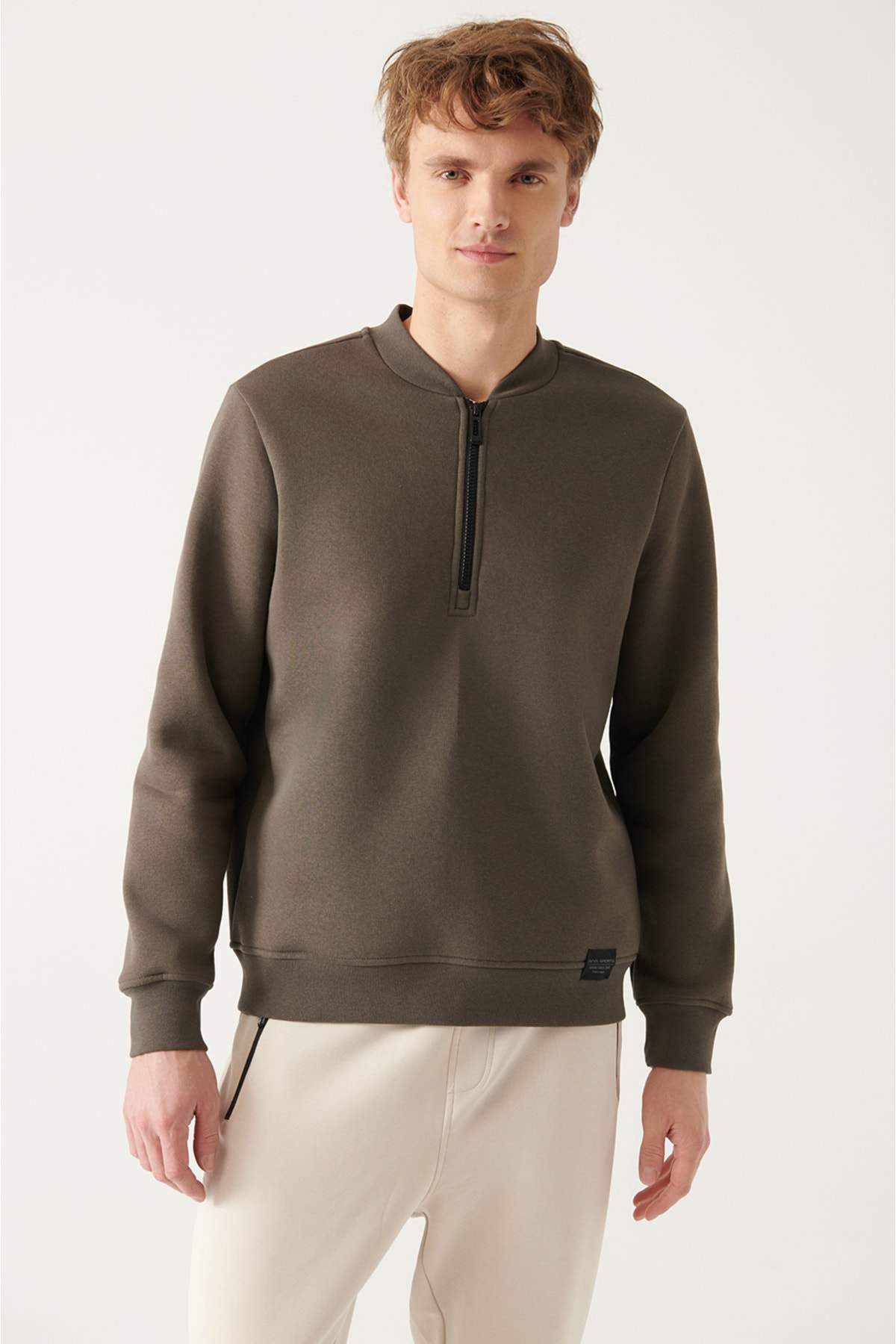 anthracite-half-zipper-cotton-regular-fit-sweatshirt