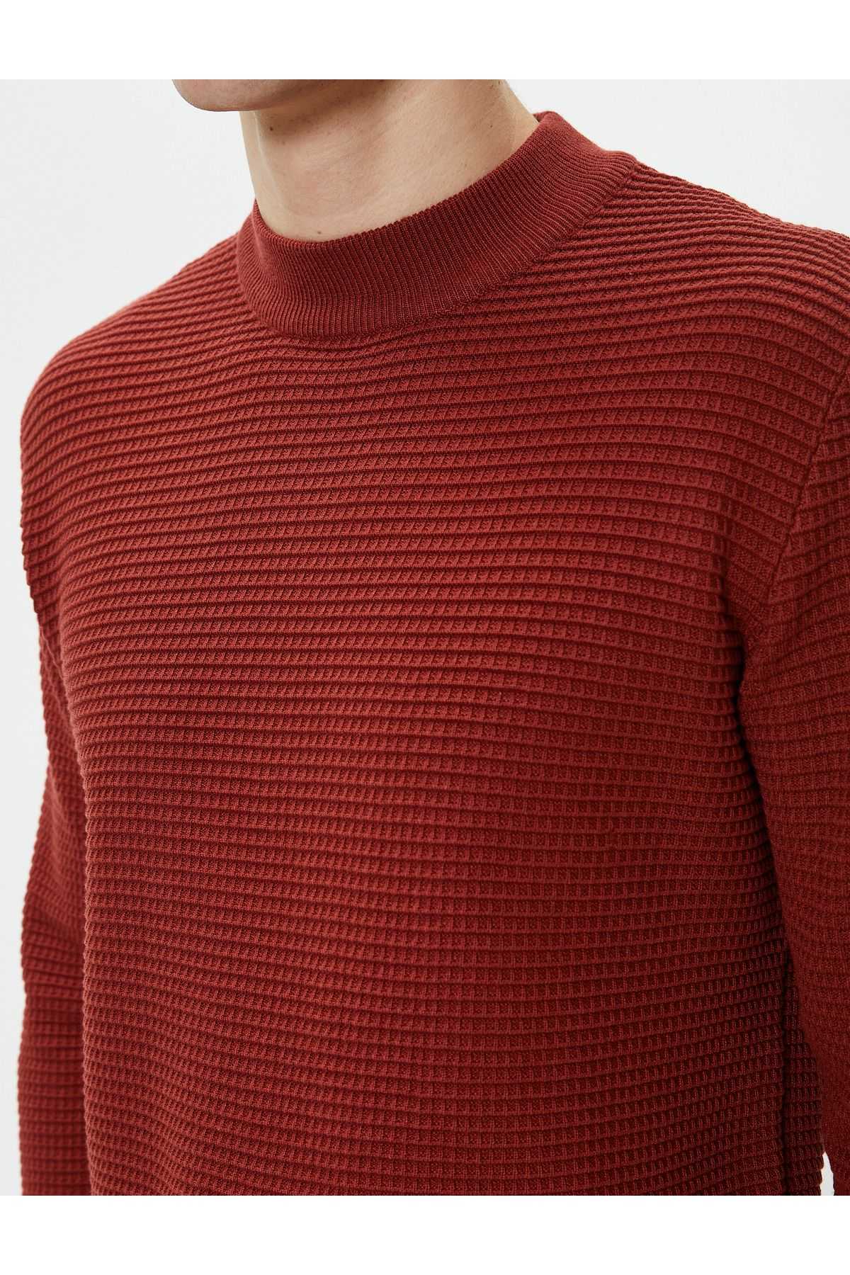 ژاکت بافتنی Slim Fit Basic Crew Neck Textured