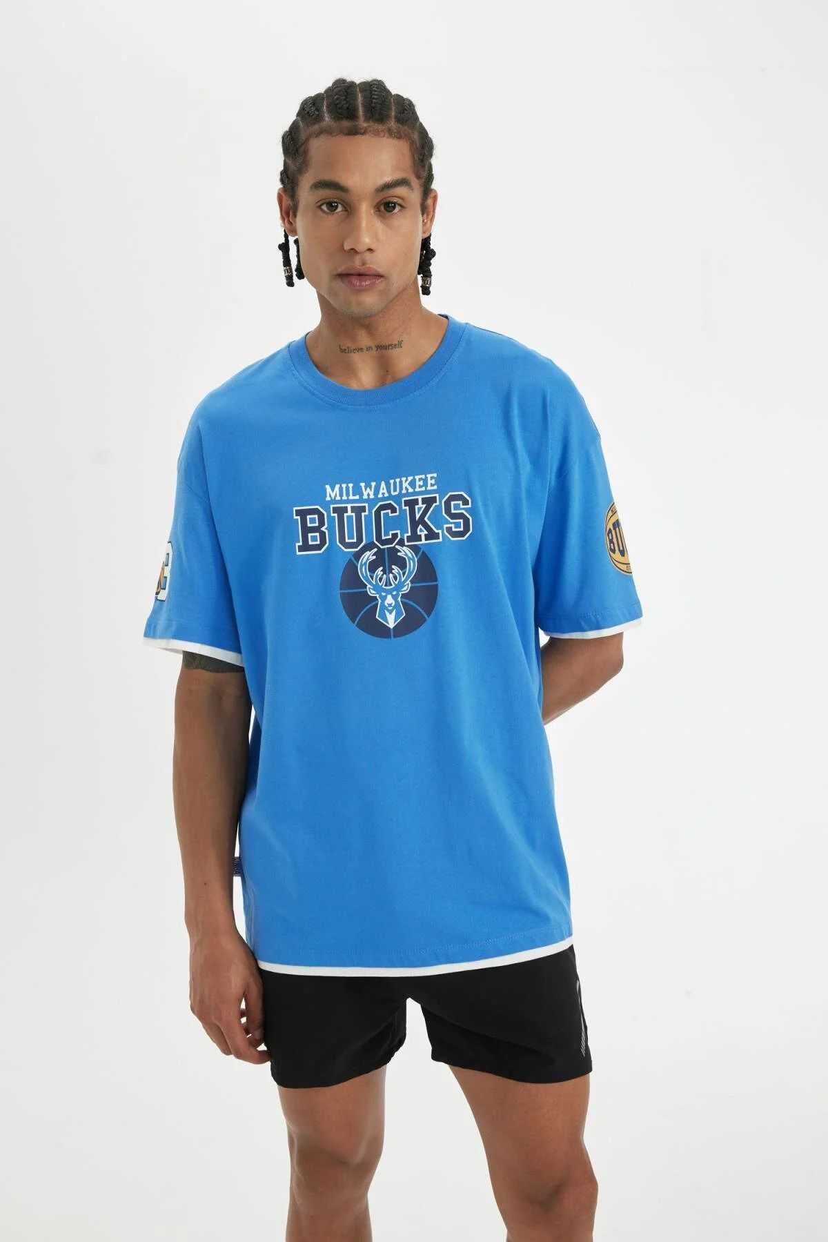 تیشرت آستین کوتاه Nba Milwaukee Bucks Boxy Fit Crew B9901ax24sm