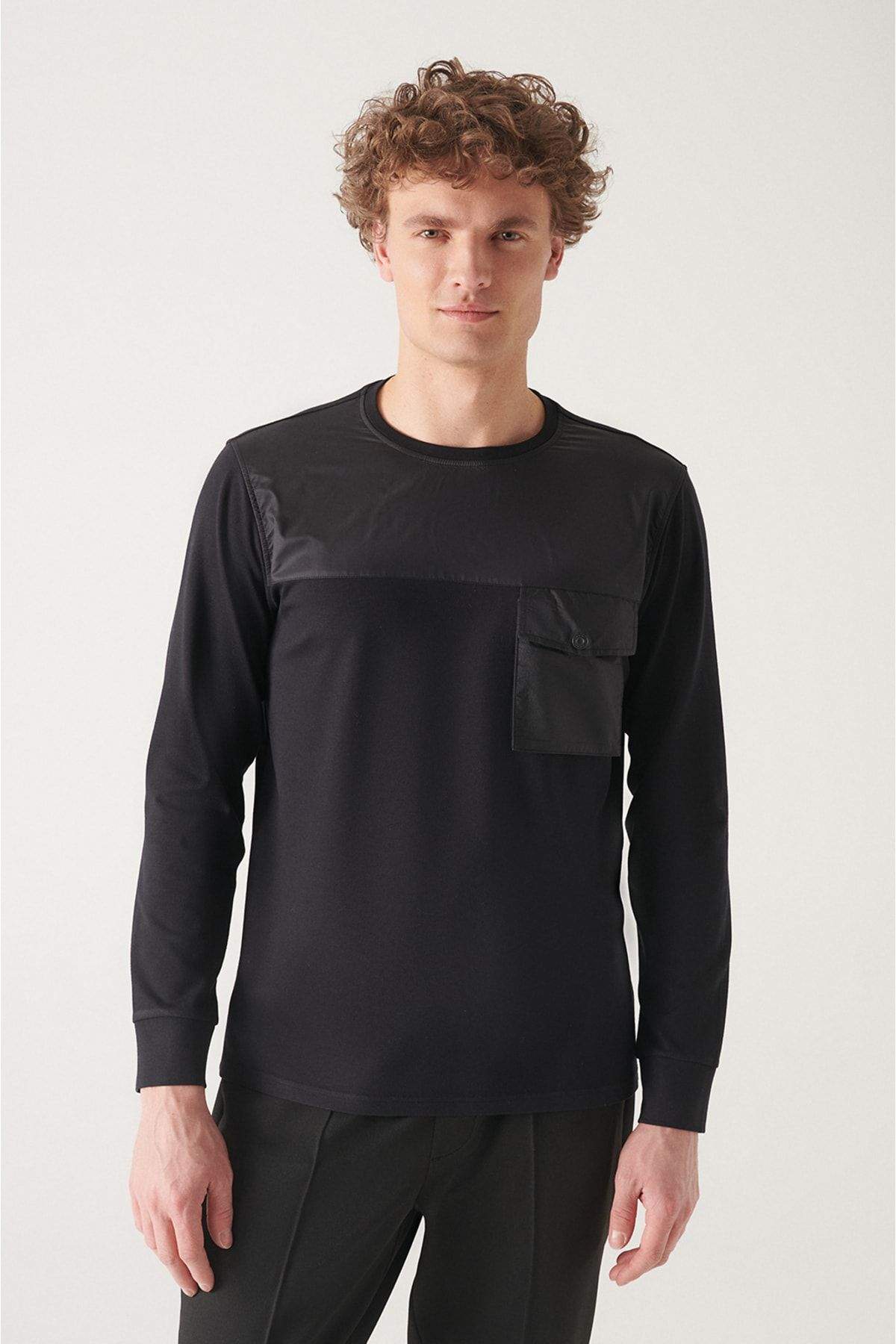 mens-black-crew-neck-fleece-3-thread-sweatshirt-a22y1221