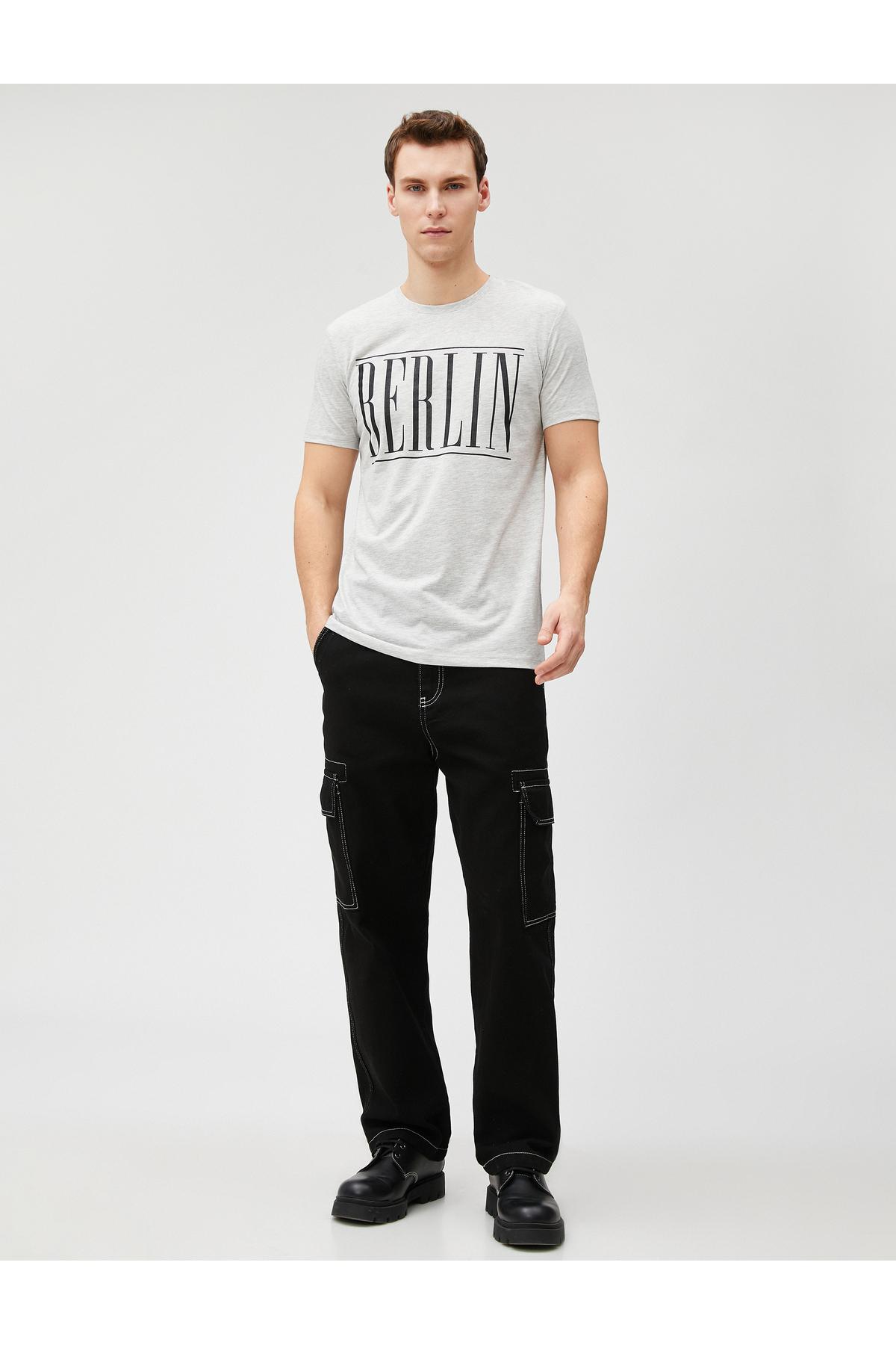 تیشرت چاپ شعار اسلیم فیت یقه خدمه