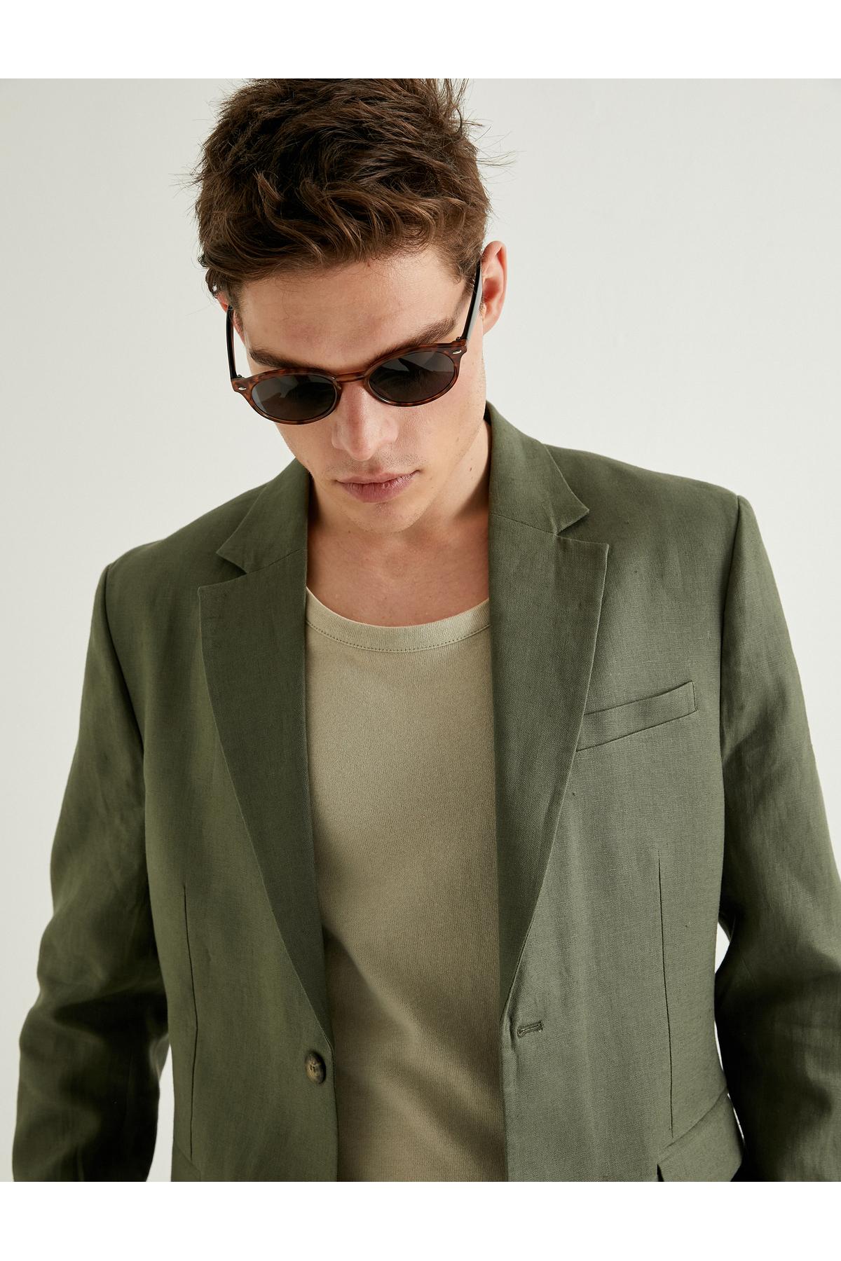 ژاکت بلیزر باریک و باریک دکمه جیب شناور