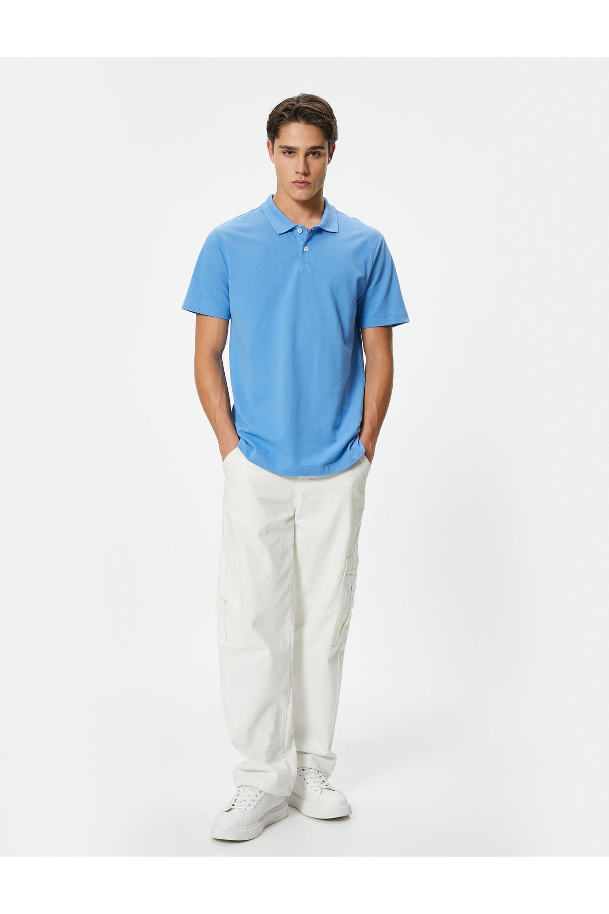 تیشرت اسلیم فیت یقه پولو آستین کوتاه نخی