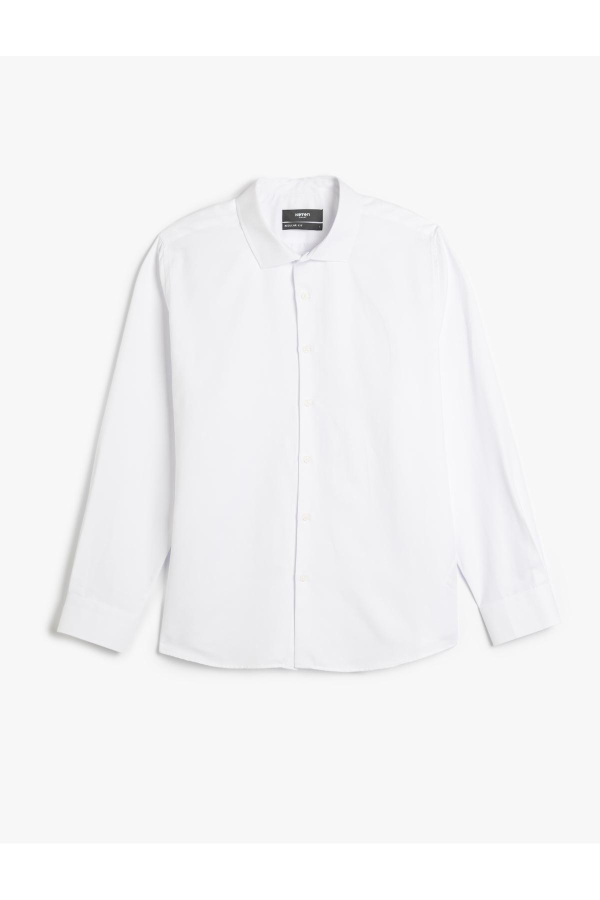 پیراهن یقه ایتالیایی آستین بلند کلاسیک ترکیبی نخی