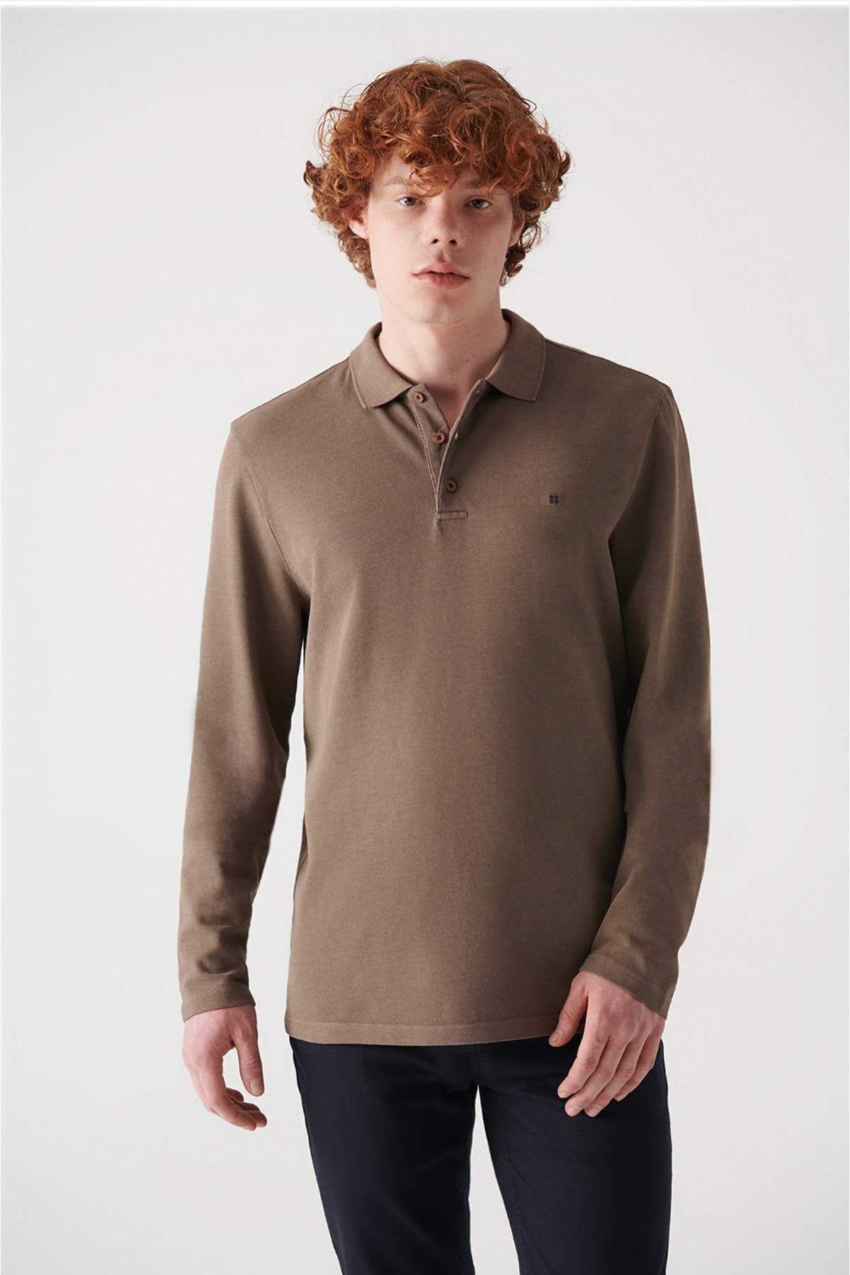 khaki-polo-neck-100-cotton-sweatshirt