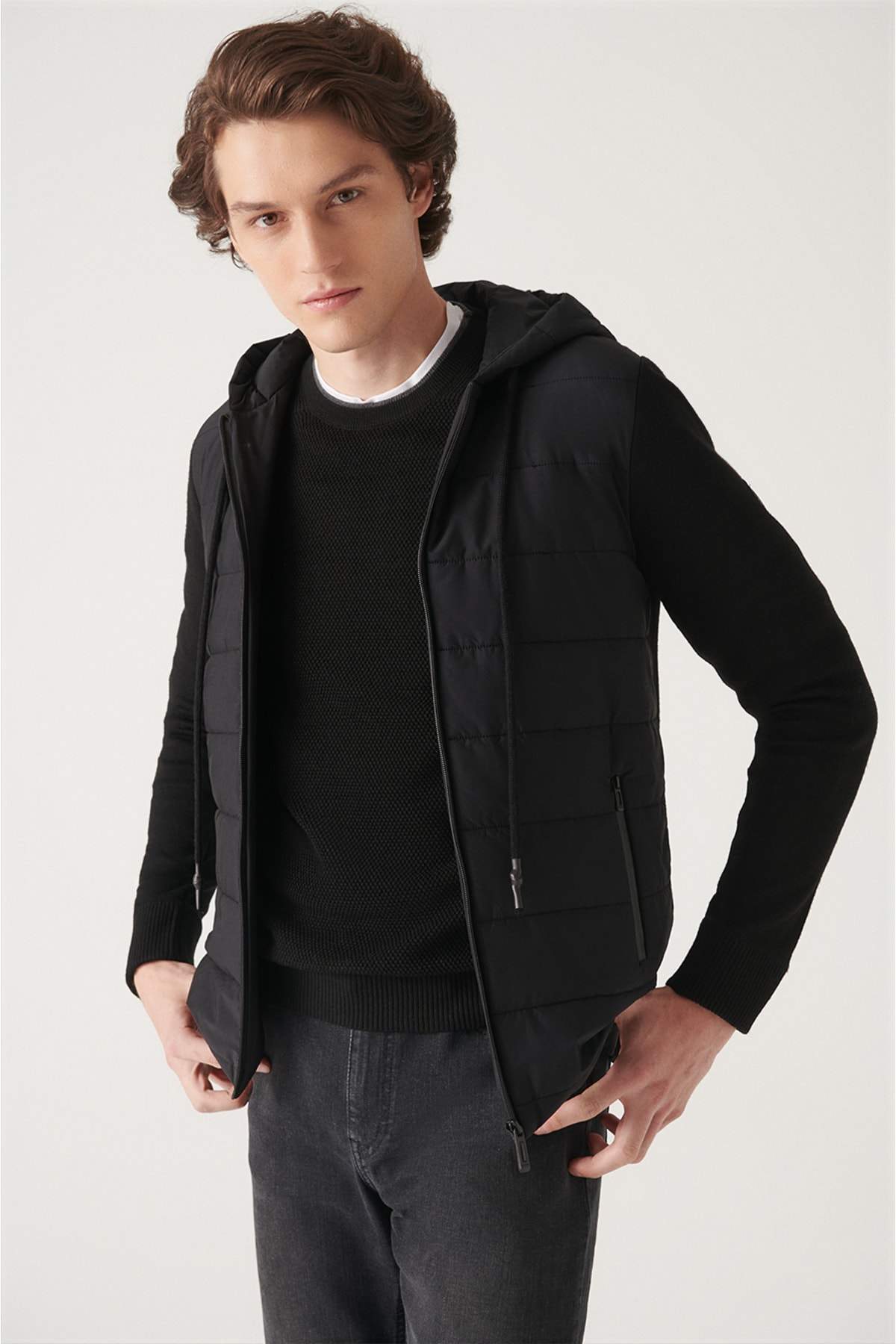 black-hooded-woolen-coat-with-quilted-front-collar-detail