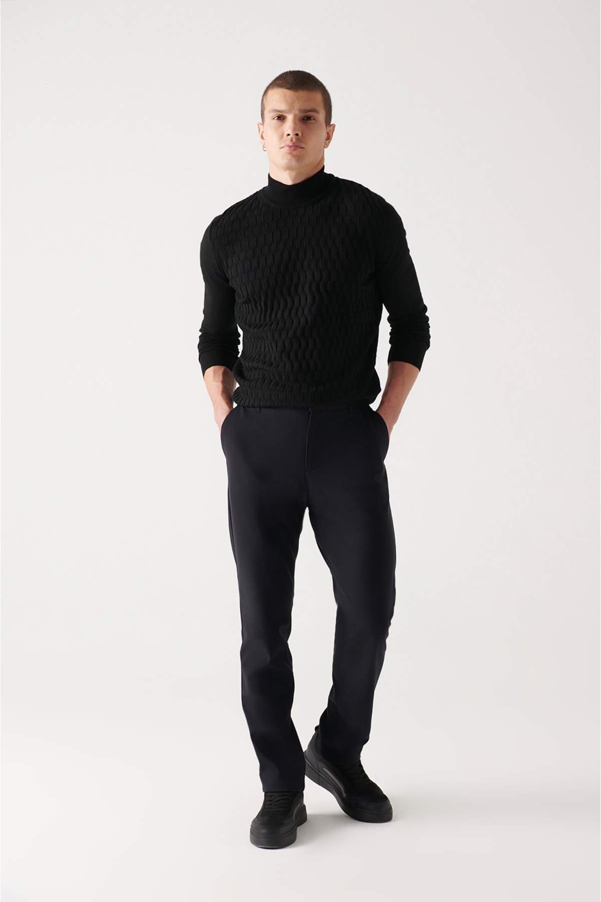 mens-black-water-repellent-windproof-softshell-slim-fit-slim-fit-chino-pants-a22y3003